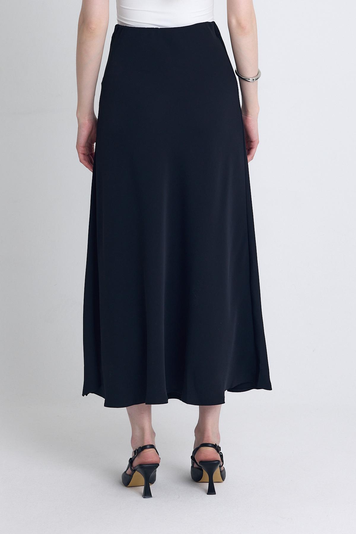 Siyah Yüksek Bel Midi A Kesim Etek 241312 - 5