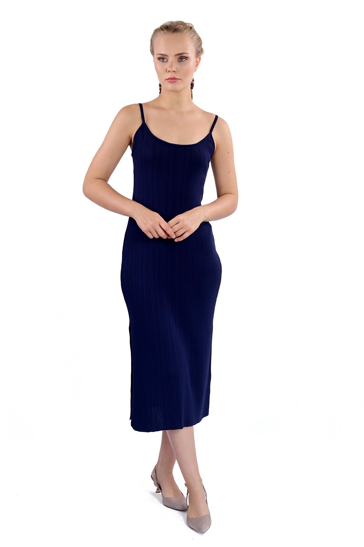 Laci Askılı Triko Elbise 24147 - 2