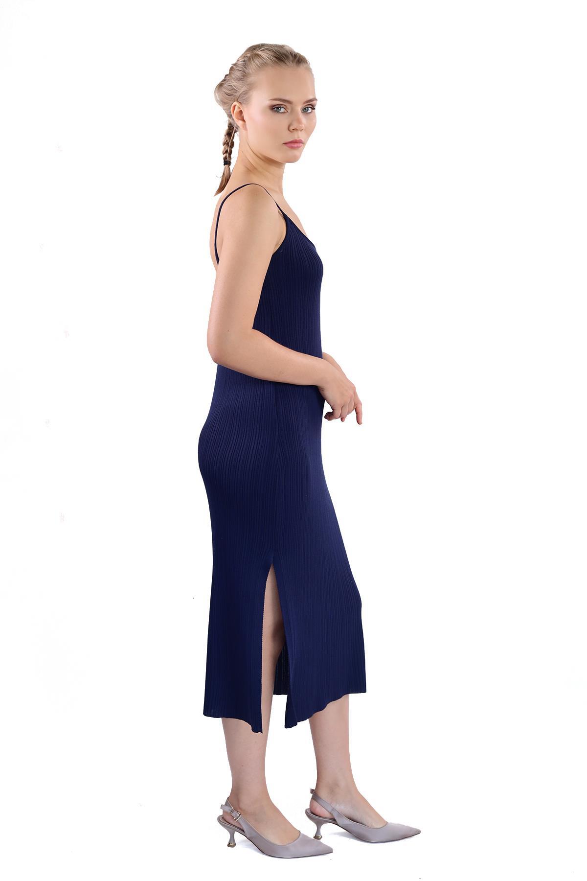 Laci Askılı Triko Elbise 24147 - 3
