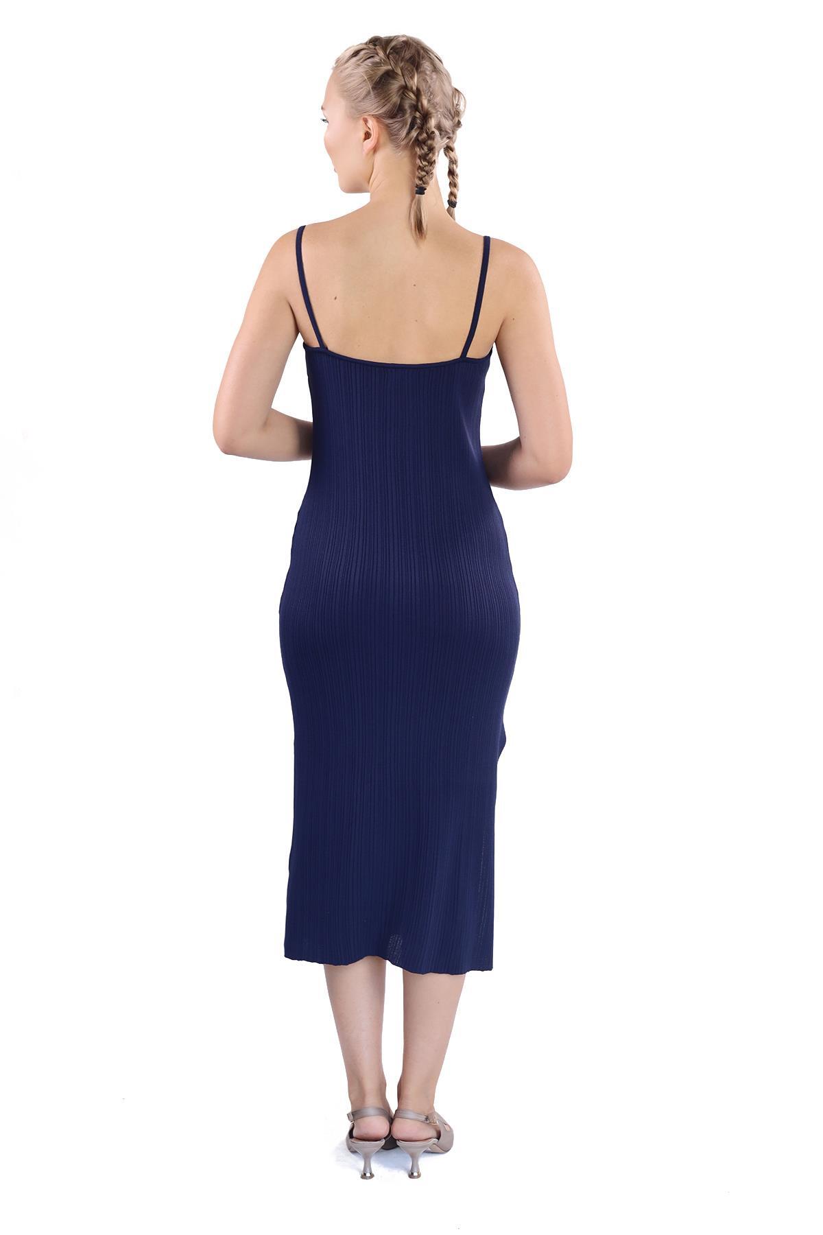 Laci Askılı Triko Elbise 24147 - 5