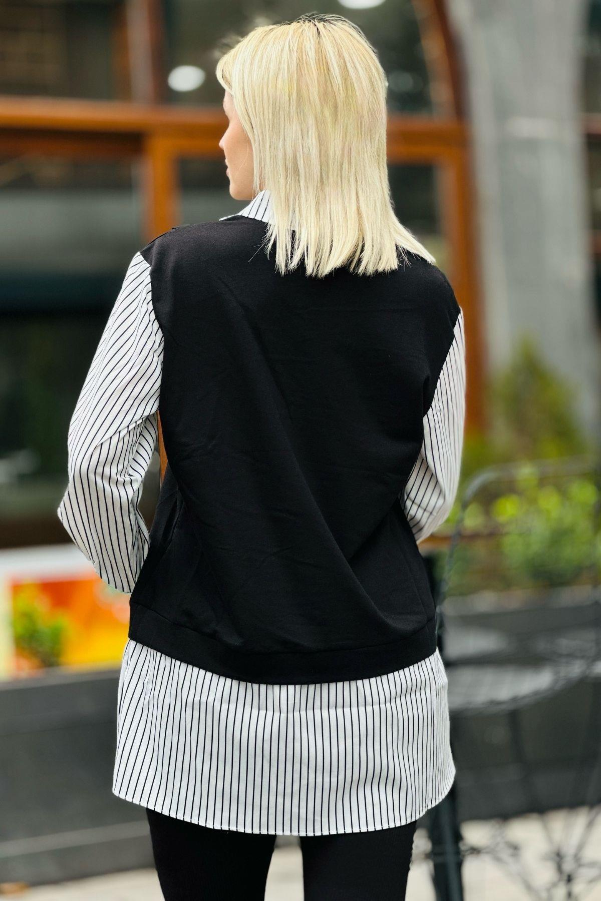 24147 Süveter Detay Tunik Siyah - 3