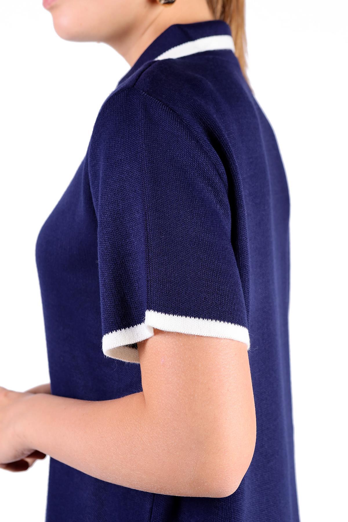 Laci Fermuar Detay Kısa Kol Elbise 24150 - 7