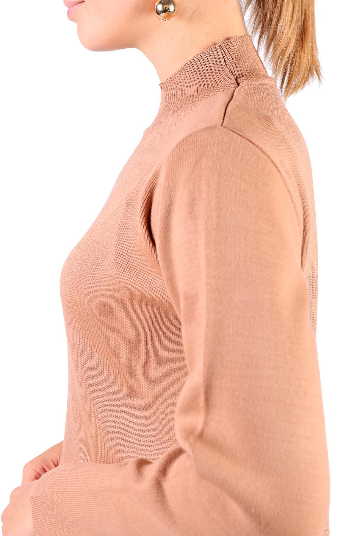 Camel Yarım Boğaz Kısa Triko Elbise 24151 - 4