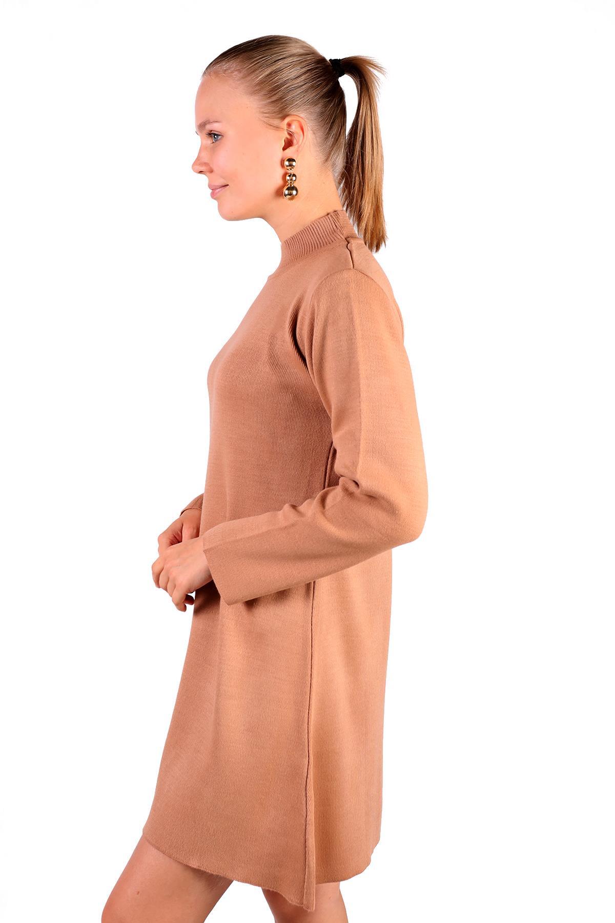 Camel Yarım Boğaz Kısa Triko Elbise 24151 - 7