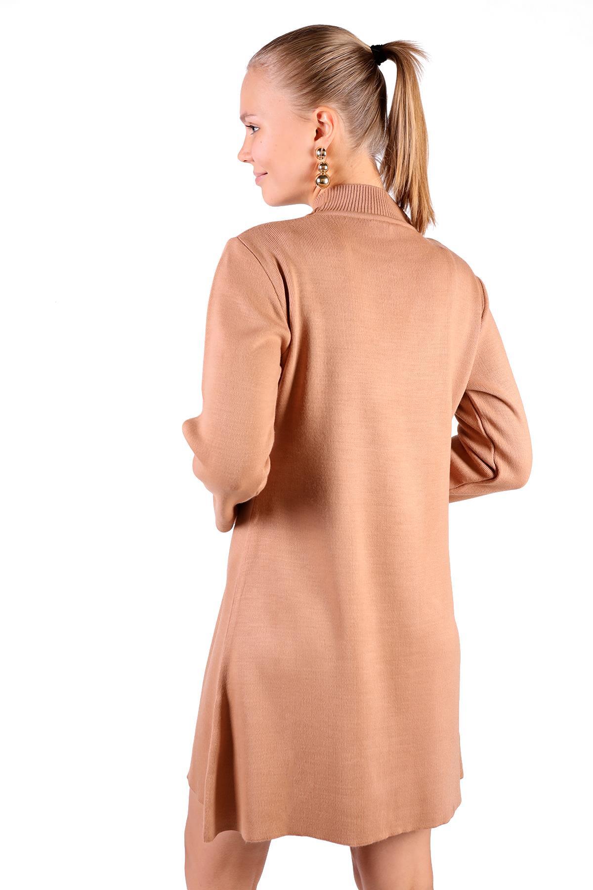 Camel Yarım Boğaz Kısa Triko Elbise 24151 - 5