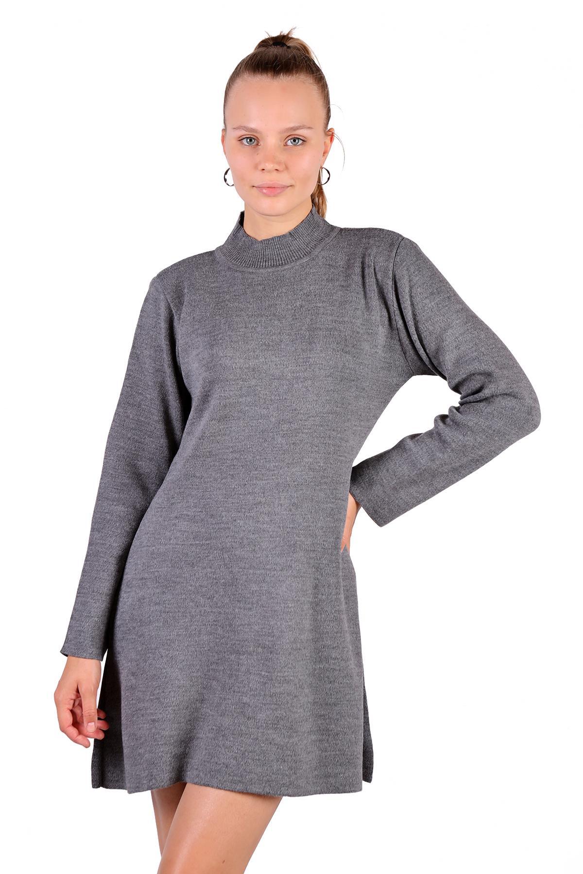 Füme Yarım Boğaz Kısa Triko Elbise 24151 - 2