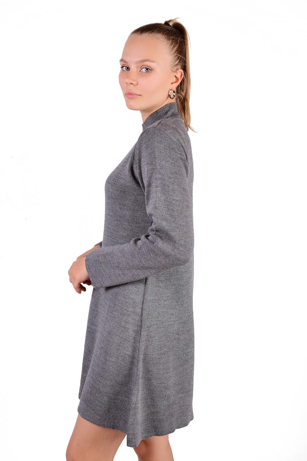 Füme Yarım Boğaz Kısa Triko Elbise 24151 - 3