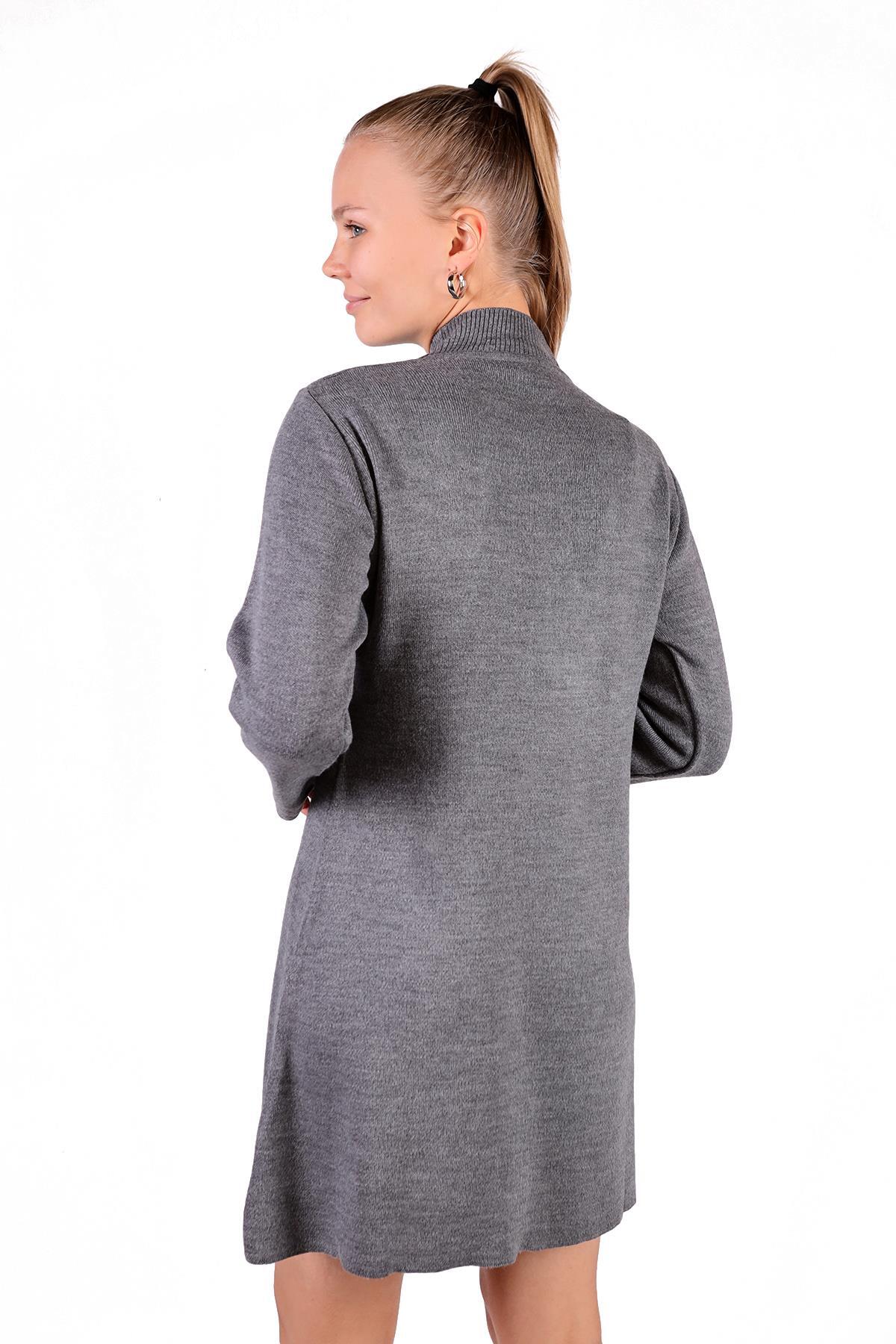 Füme Yarım Boğaz Kısa Triko Elbise 24151 - 5