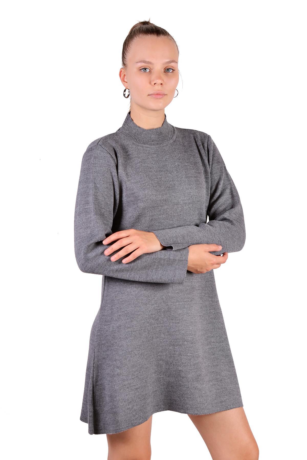 Füme Yarım Boğaz Kısa Triko Elbise 24151 - 6