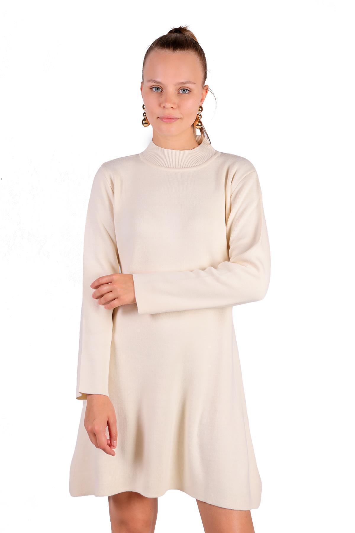 Taş Yarım Boğaz Kısa Triko Elbise 24151 - 2