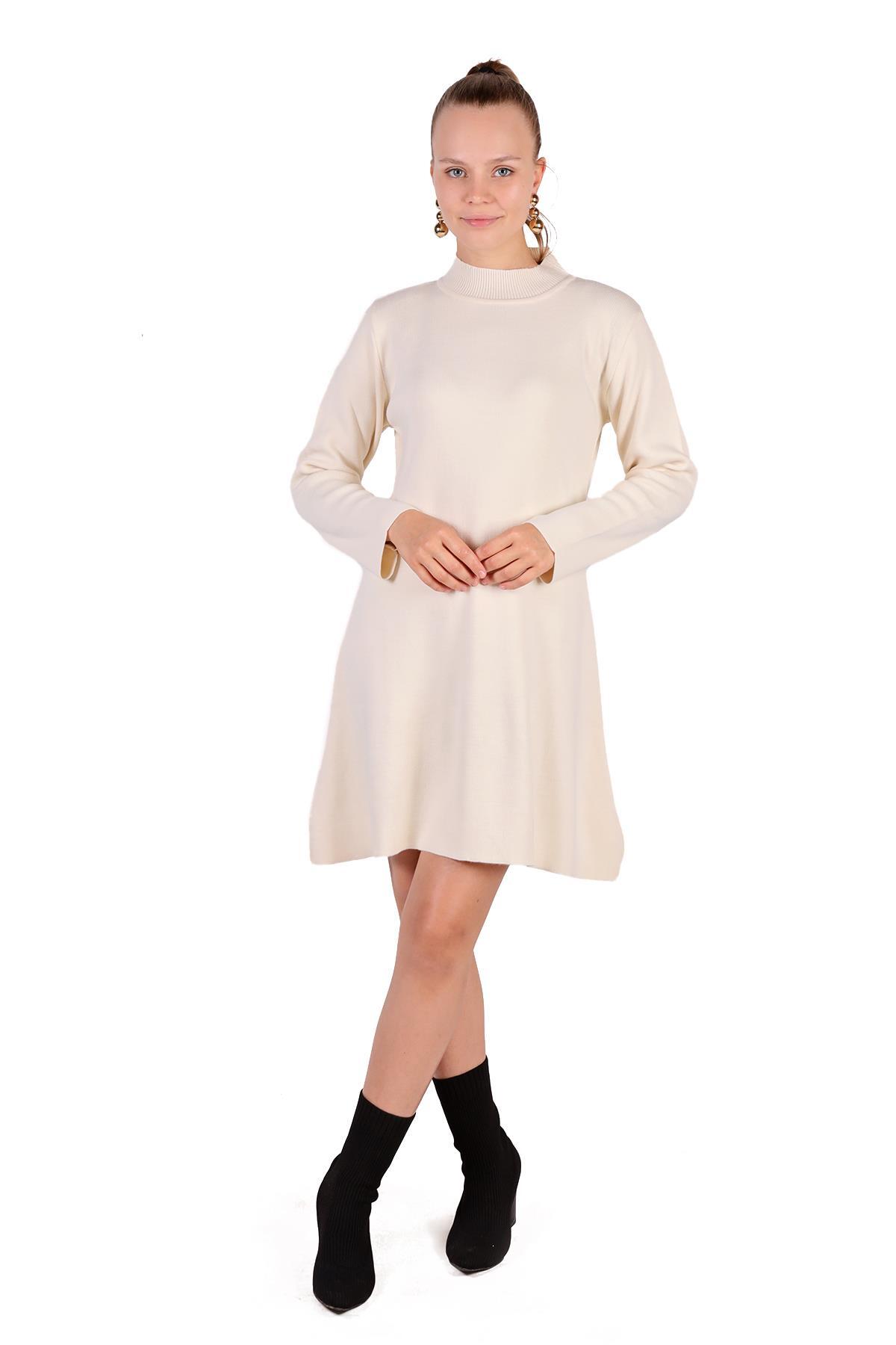 Taş Yarım Boğaz Kısa Triko Elbise 24151 - 3