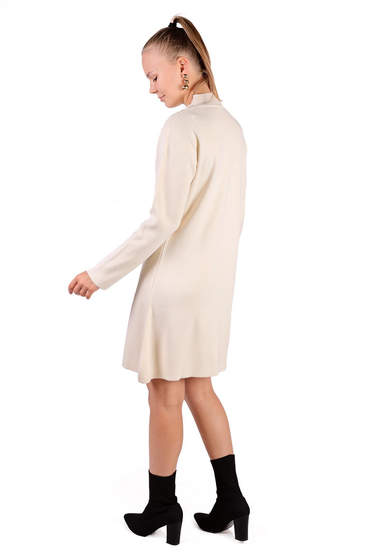 Taş Yarım Boğaz Kısa Triko Elbise 24151 - 5