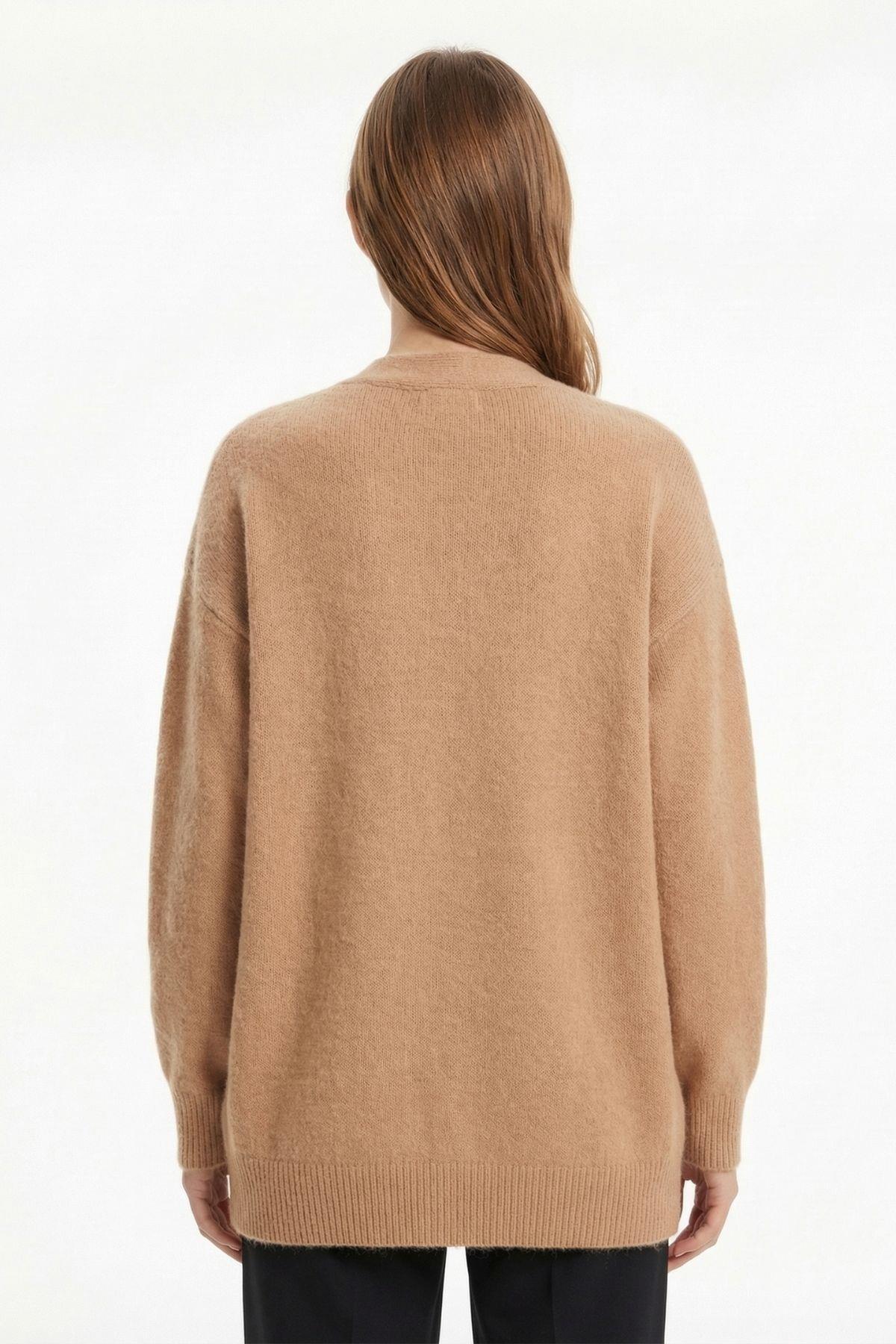 Sakallı Düğme Detay Hırka 24153 Camel - RAYS