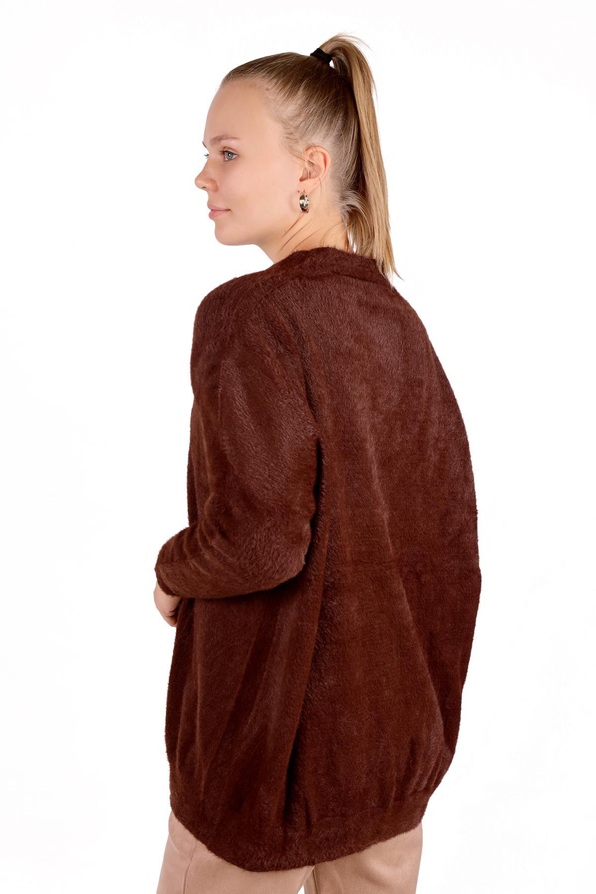 Kahve Sakallı Düğme Detay Hırka 24153 - 5