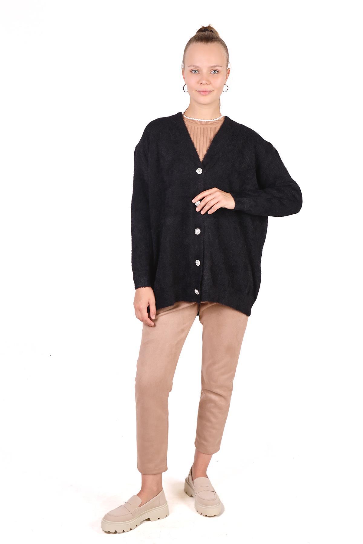 Siyah Sakallı Düğme Detay Hırka 24153 - 3