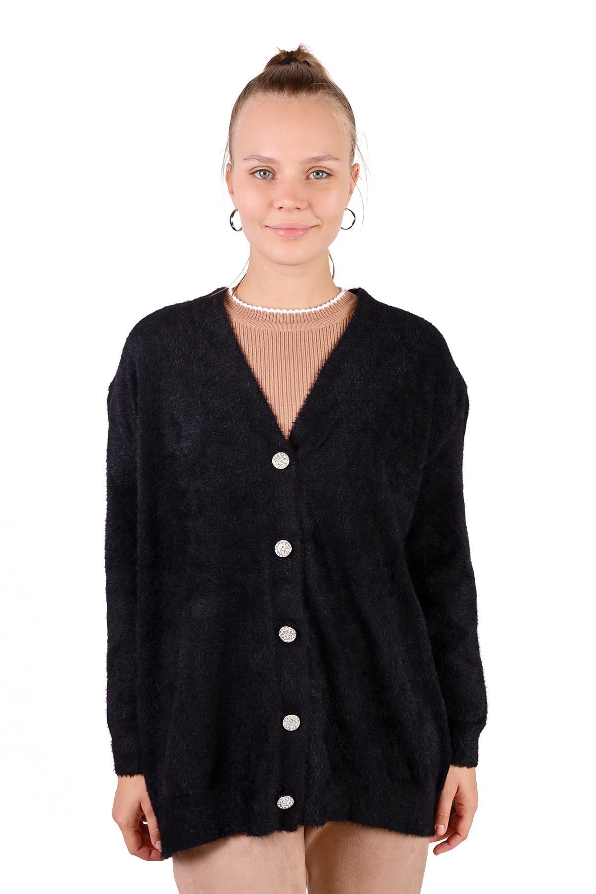 Siyah Sakallı Düğme Detay Hırka 24153 - 7