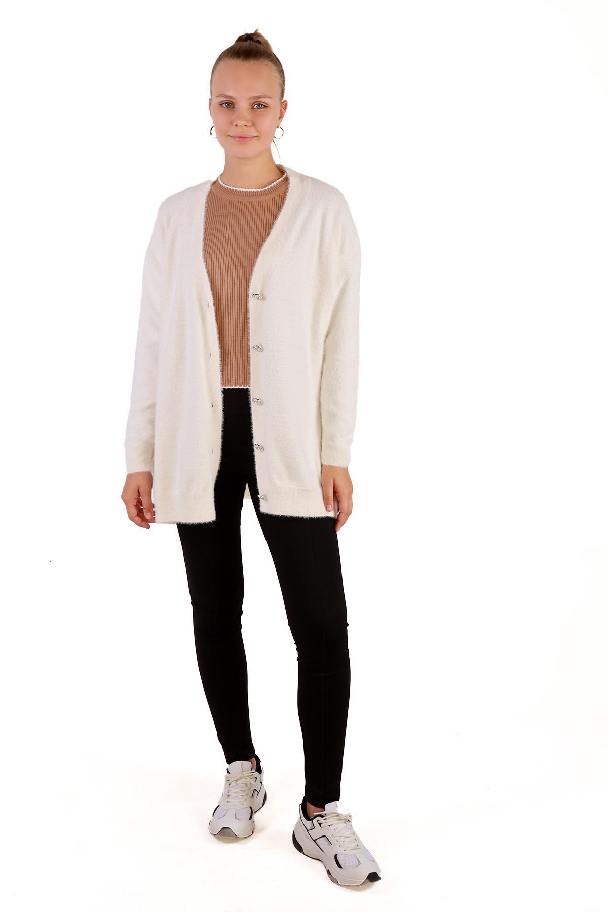 Taş Sakallı Düğme Detay Hırka 24153 - 1