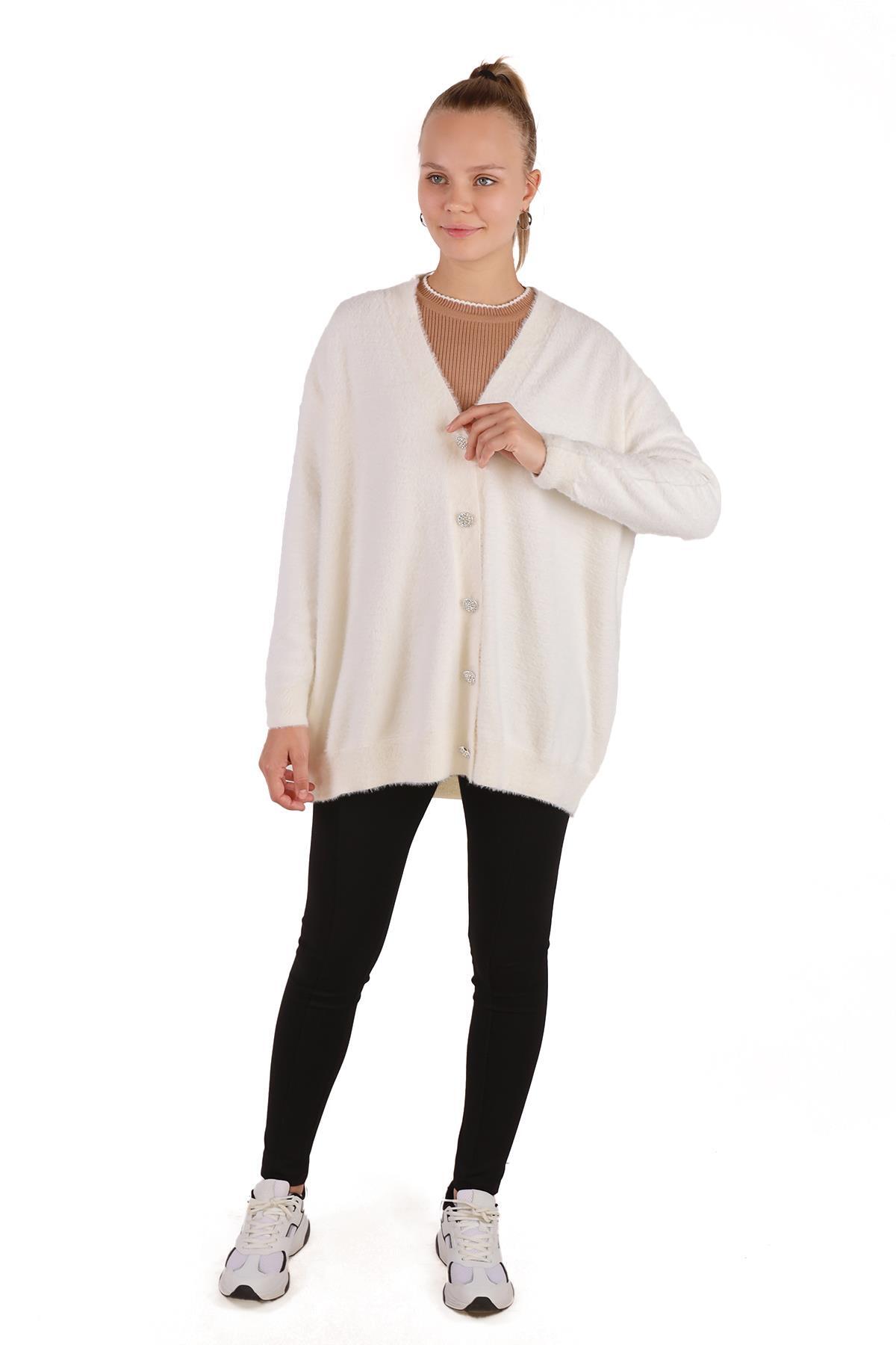 Taş Sakallı Düğme Detay Hırka 24153 - 7