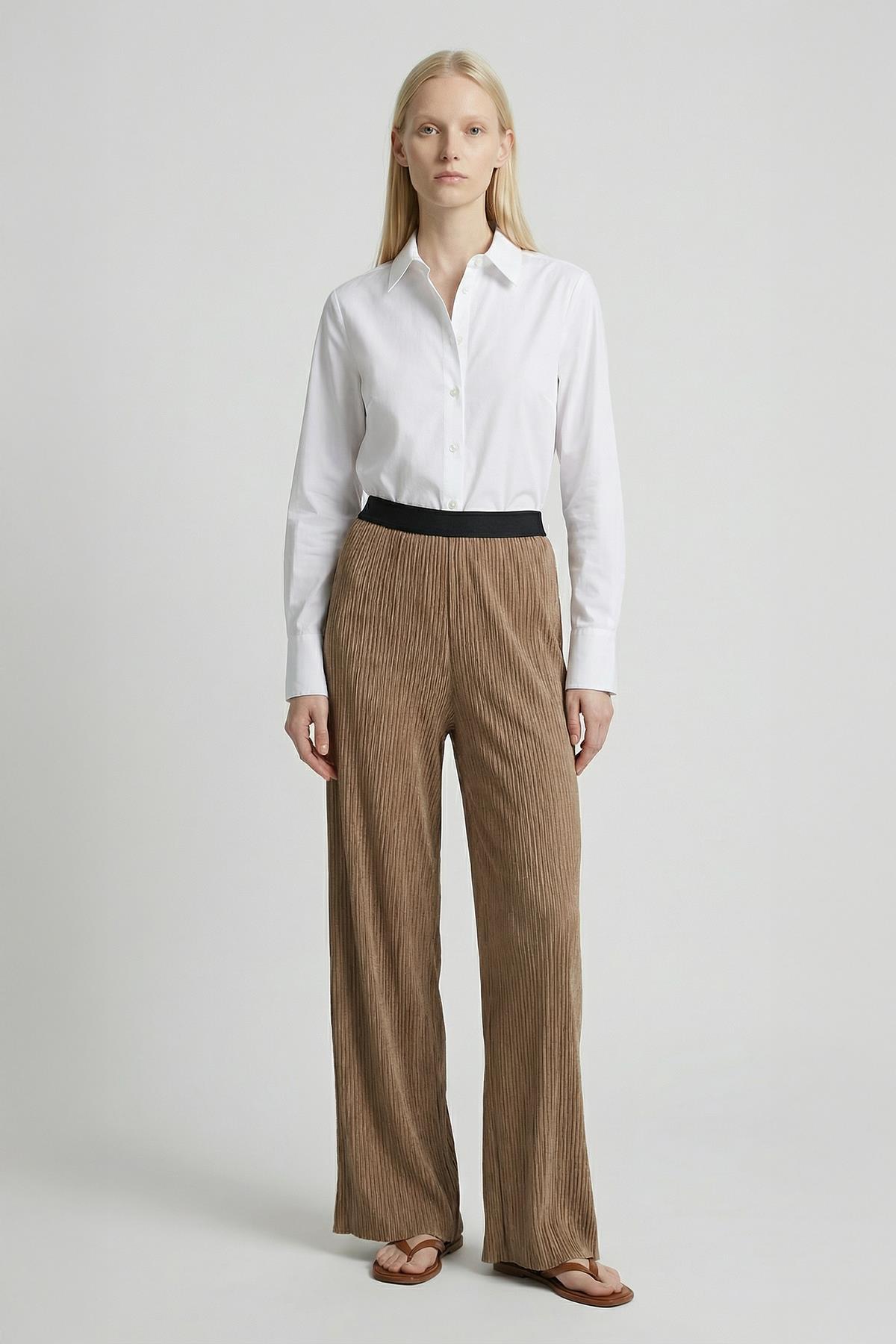 Camel Geniş Paça Pantolon 241578 