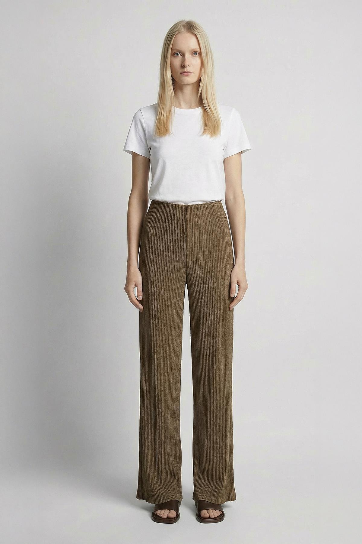 241578 Geniş Paça Pantolon Haki - 1