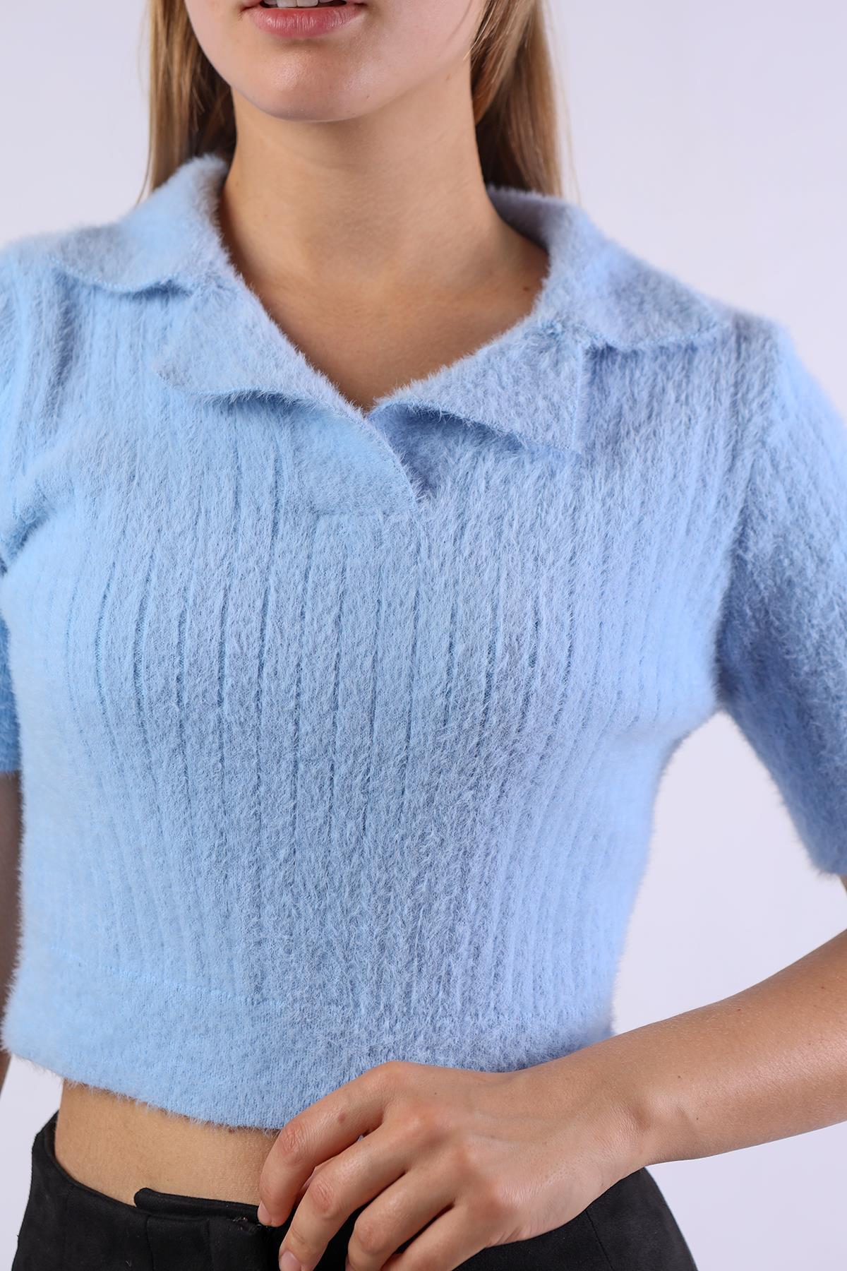 Bebe Mavi Polo Yaka Fitilli Kazak 24162 - 5