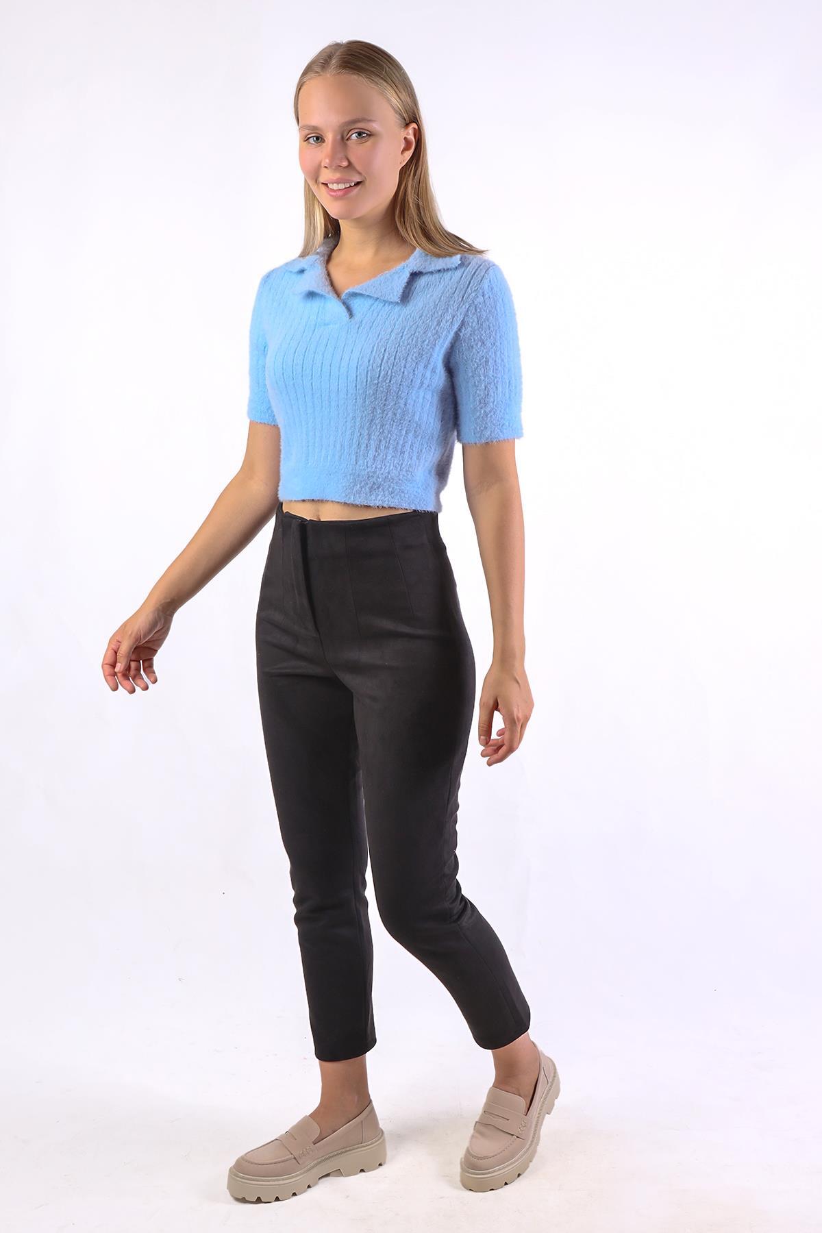 Bebe Mavi Polo Yaka Fitilli Kazak 24162 - 7