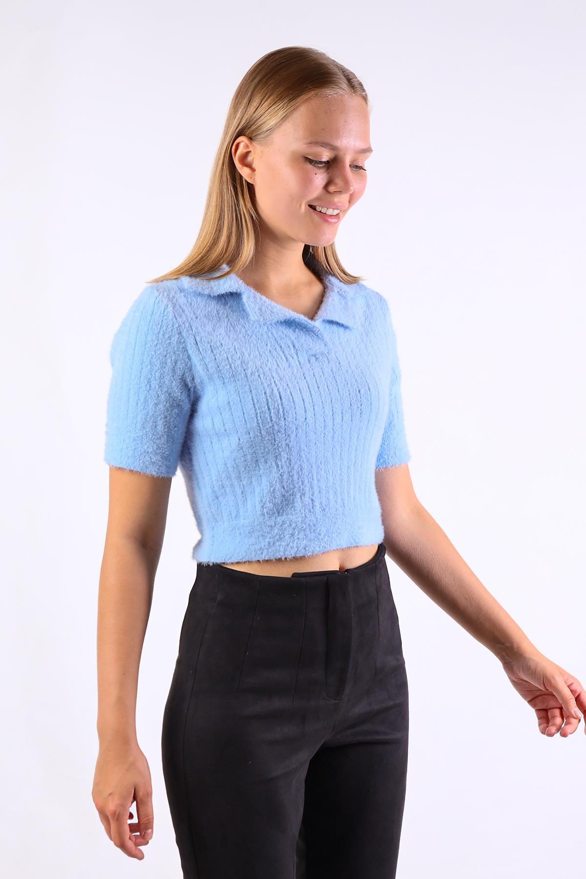 Bebe Mavi Polo Yaka Fitilli Kazak 24162 - 8