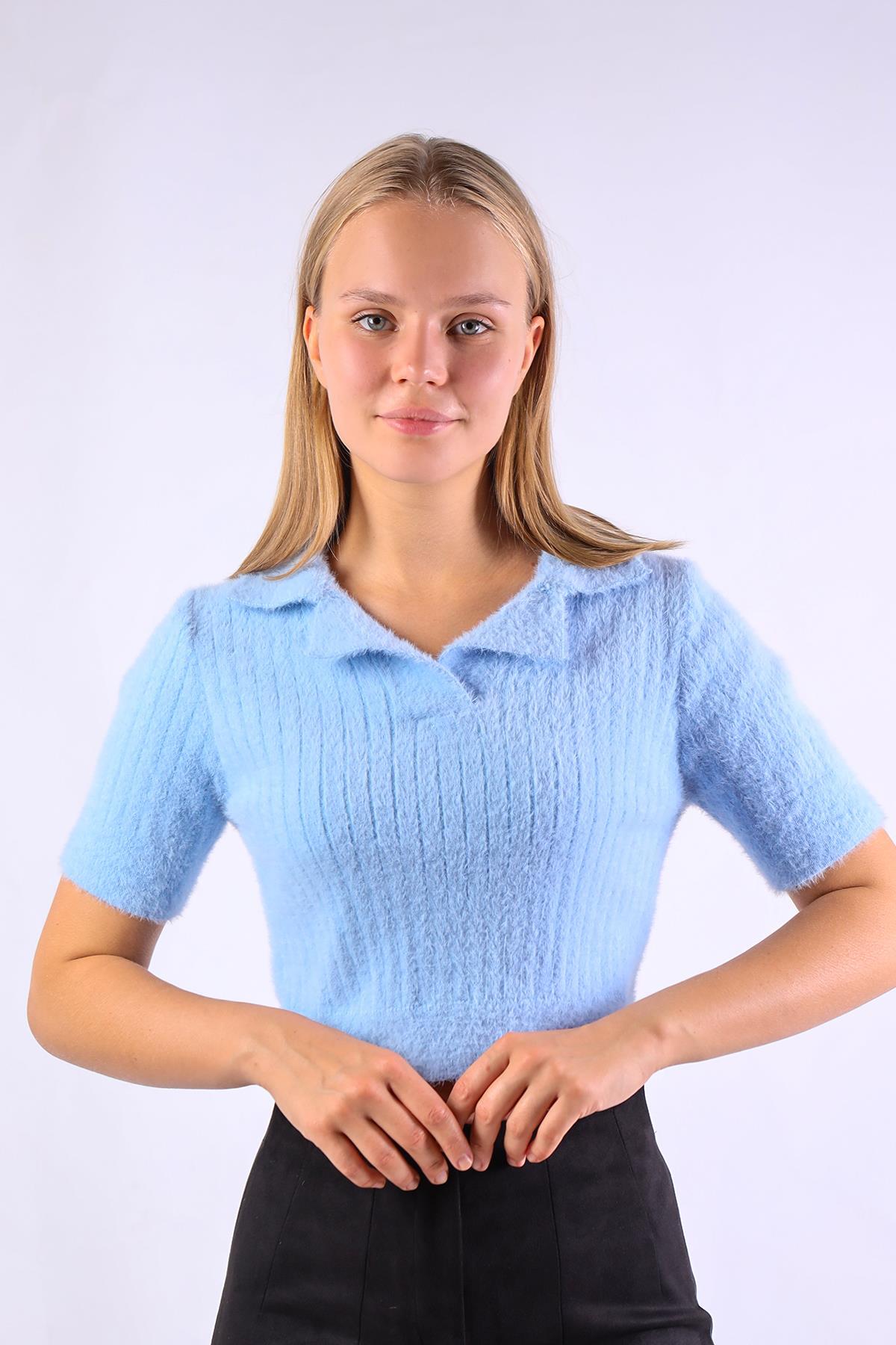 Bebe Mavi Polo Yaka Fitilli Kazak 24162 - 9