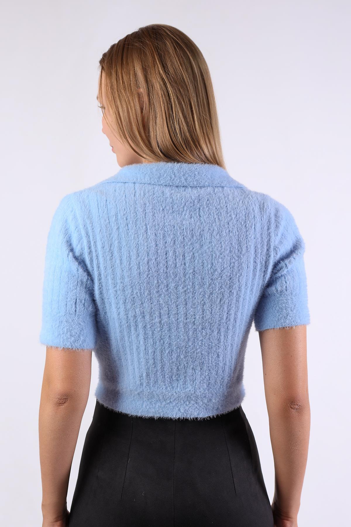 Bebe Mavi Polo Yaka Fitilli Kazak 24162 - 10