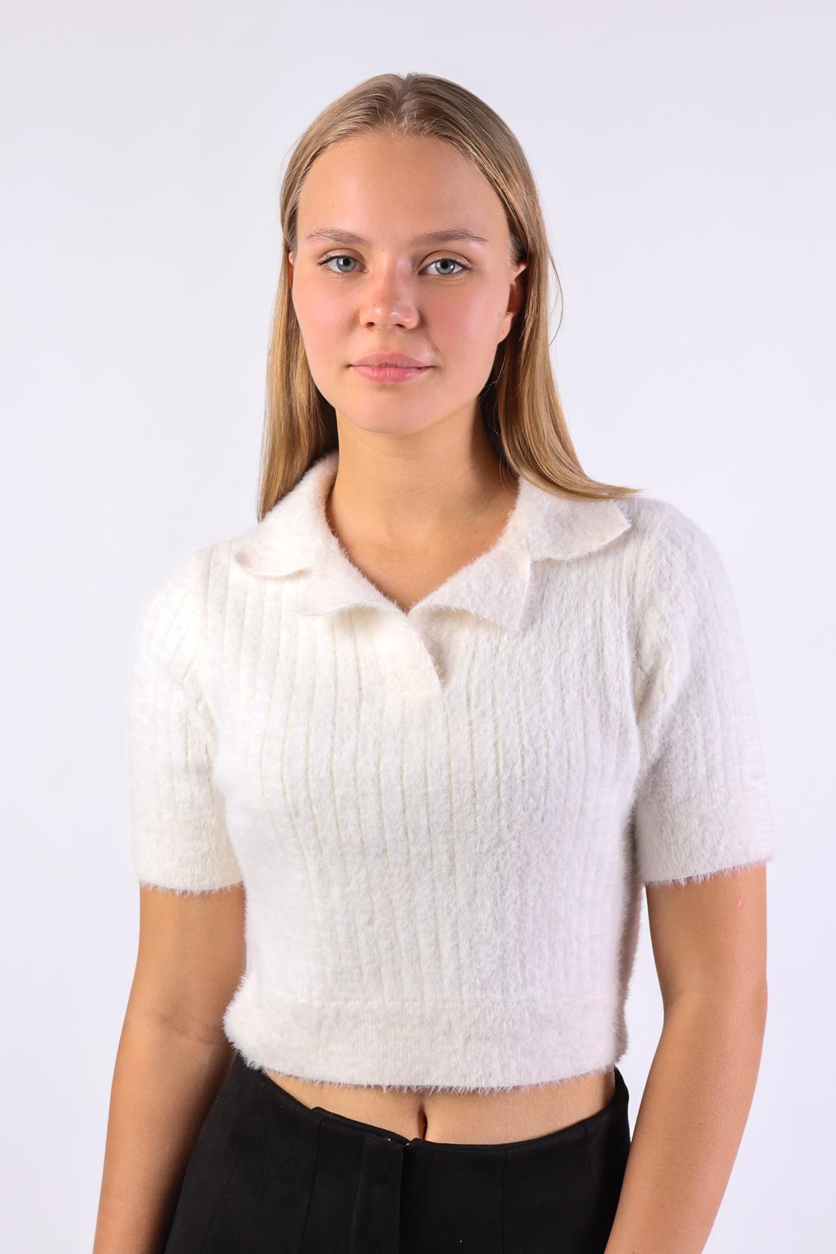 Ekru Polo Yaka Fitilli Kazak 24162 - 6