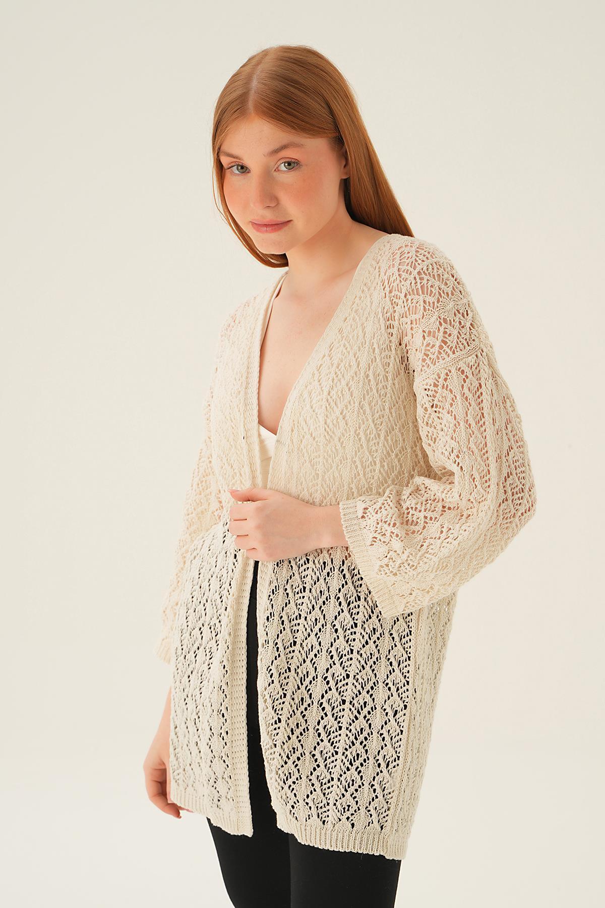 2419 Delikli Hırka Natural - 4