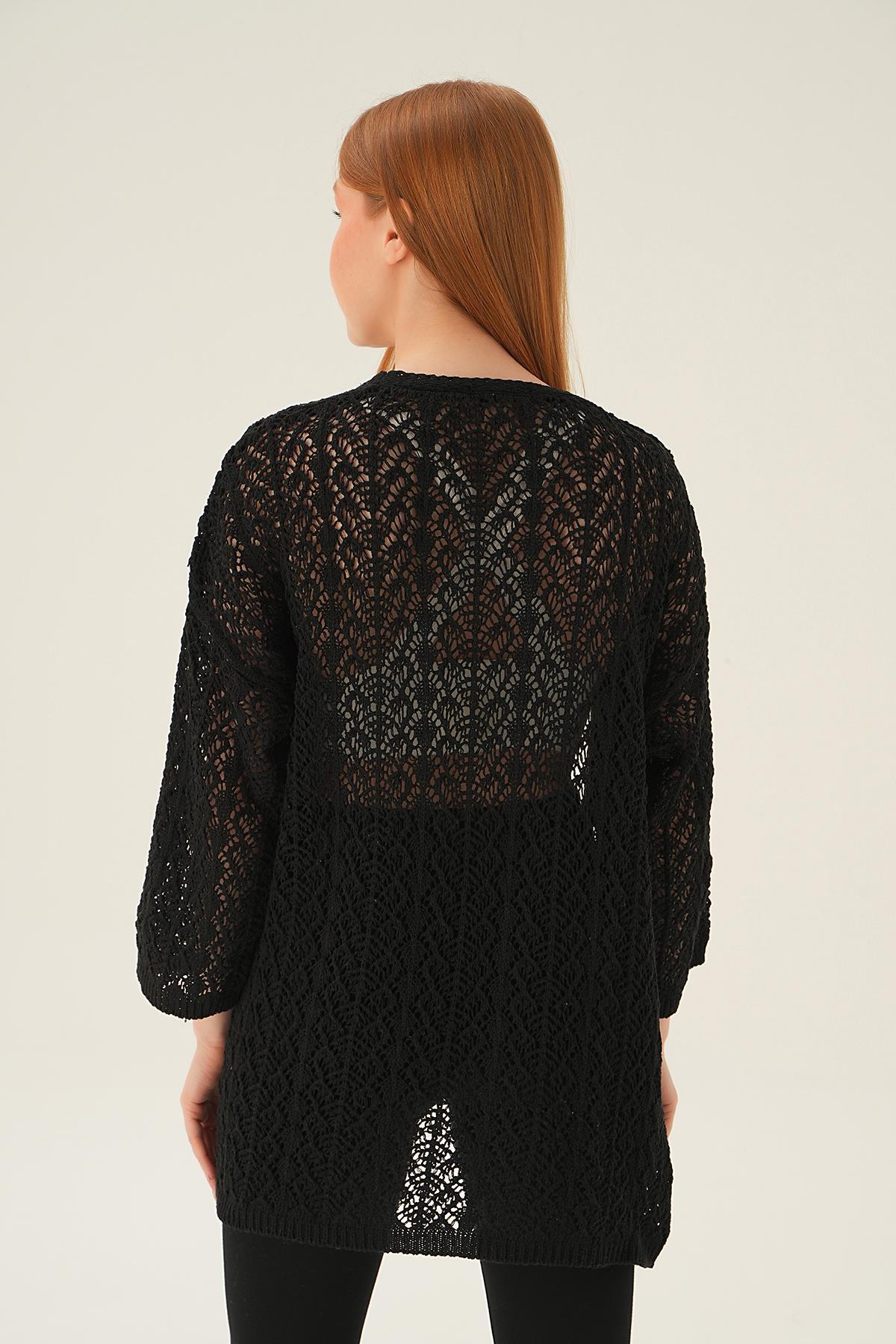 2419 Delikli Hırka Siyah - 5