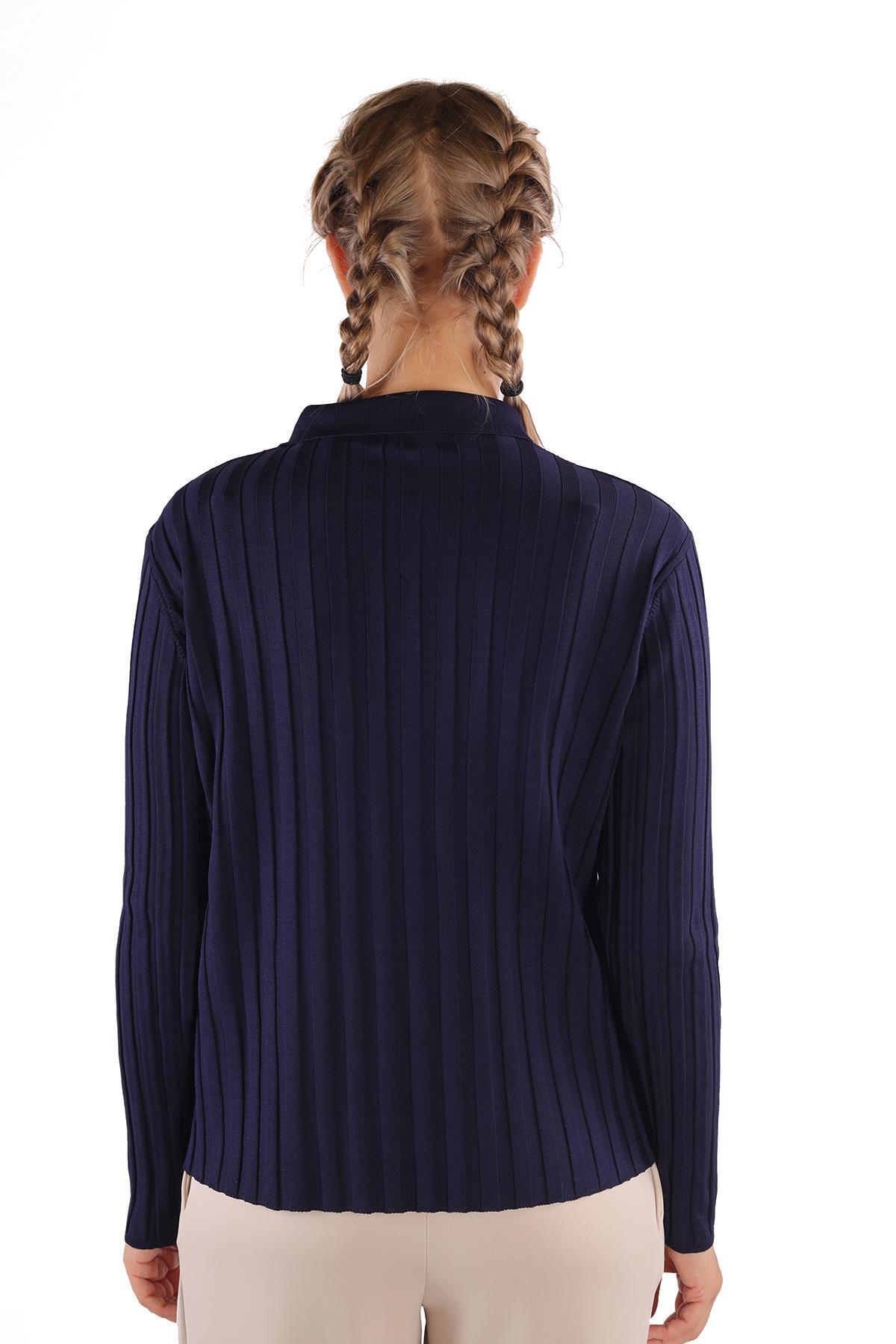 24199 Fermuar Detay Fitilli Kazak Laci - 5