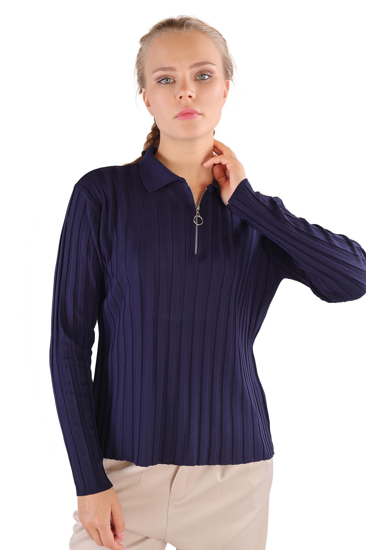 Laci Fermuar Detay Fitilli Kazak 24199 - 1