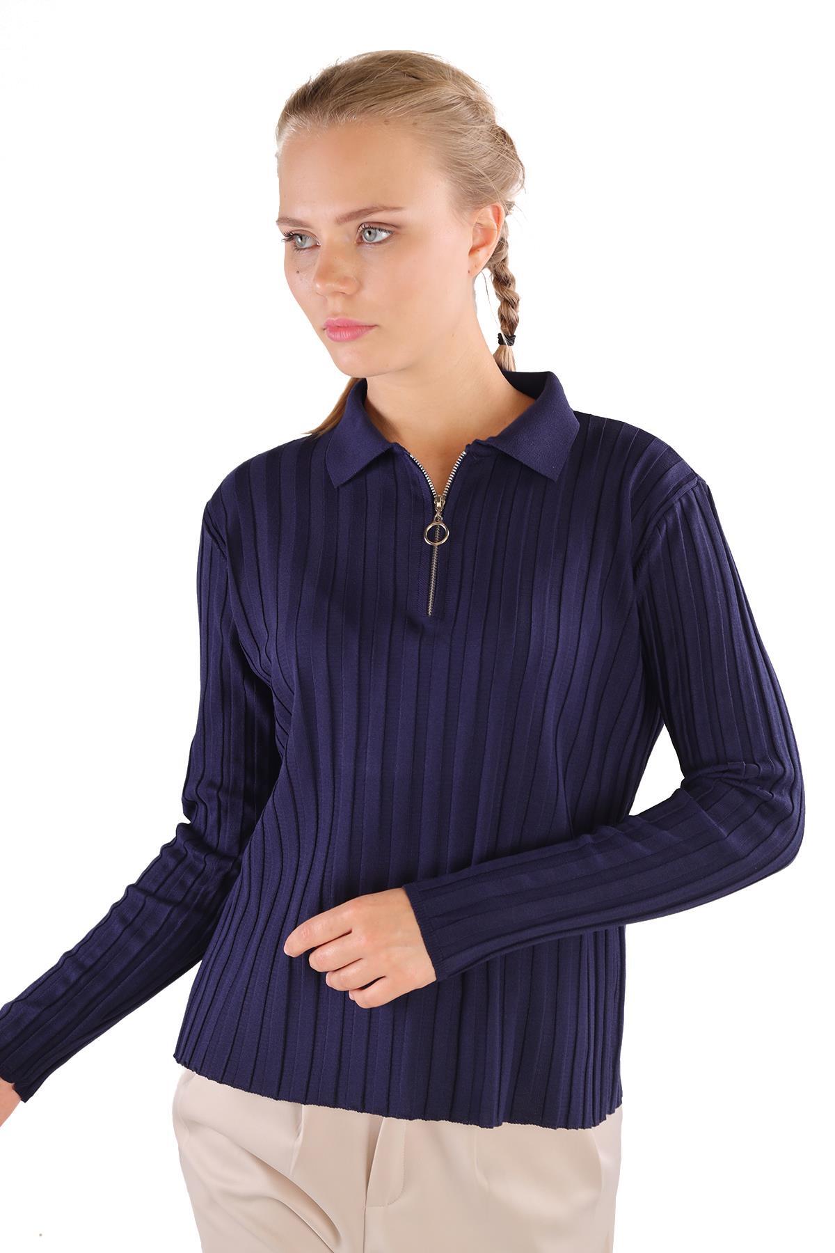 Laci Fermuar Detay Fitilli Kazak 24199 - 3