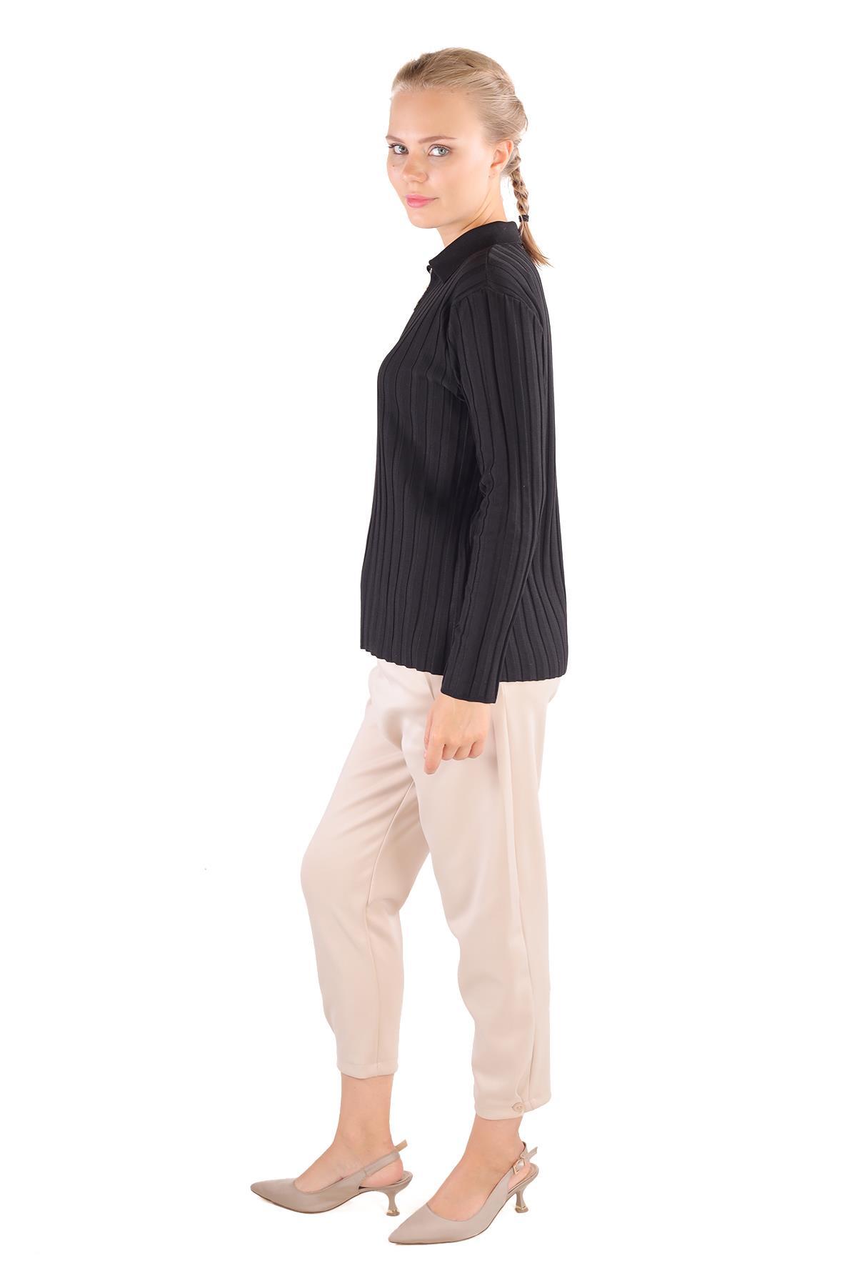 Siyah Fermuar Detay Fitilli Kazak 24199 - 8