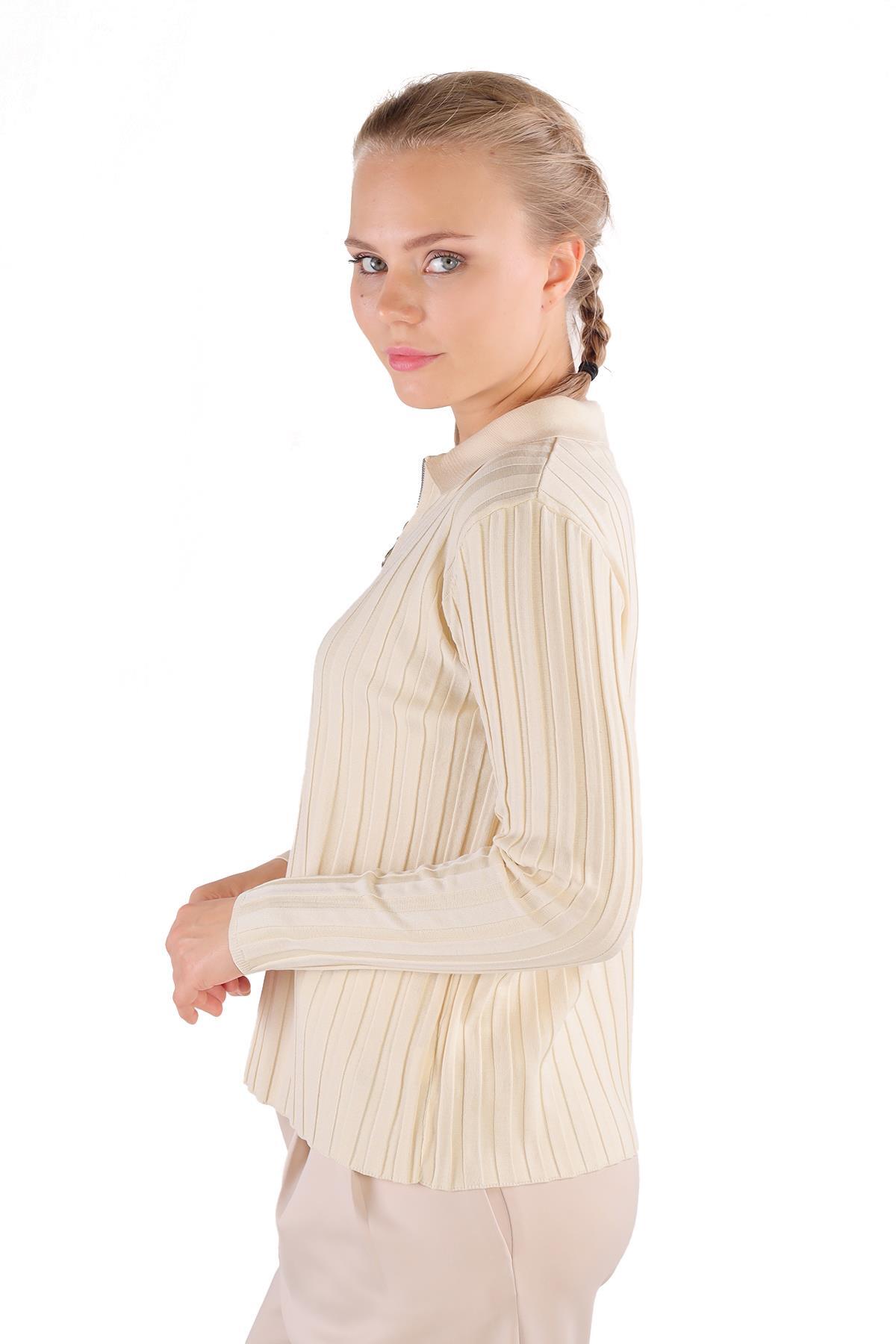 Taş Fermuar Detay Fitilli Kazak 24199 - 3