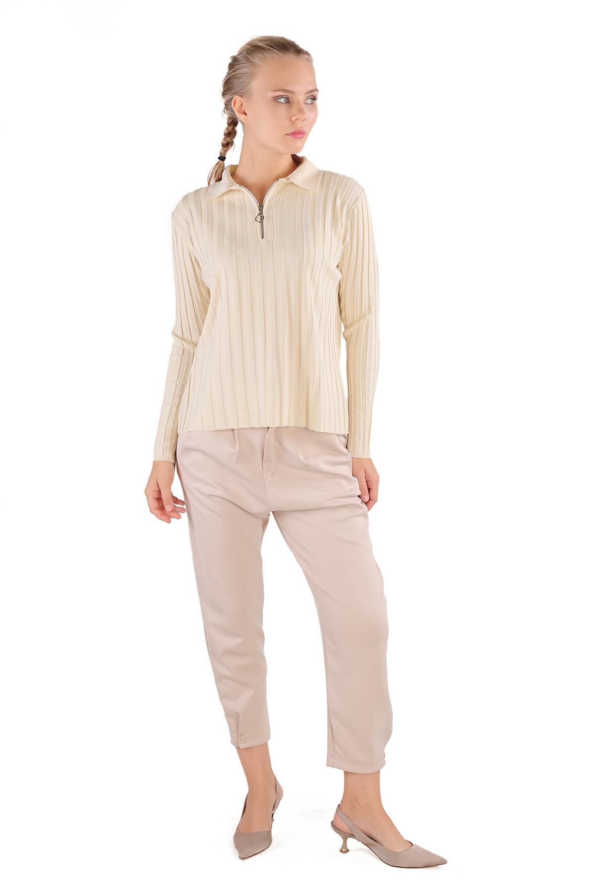 Taş Fermuar Detay Fitilli Kazak 24199 - 6