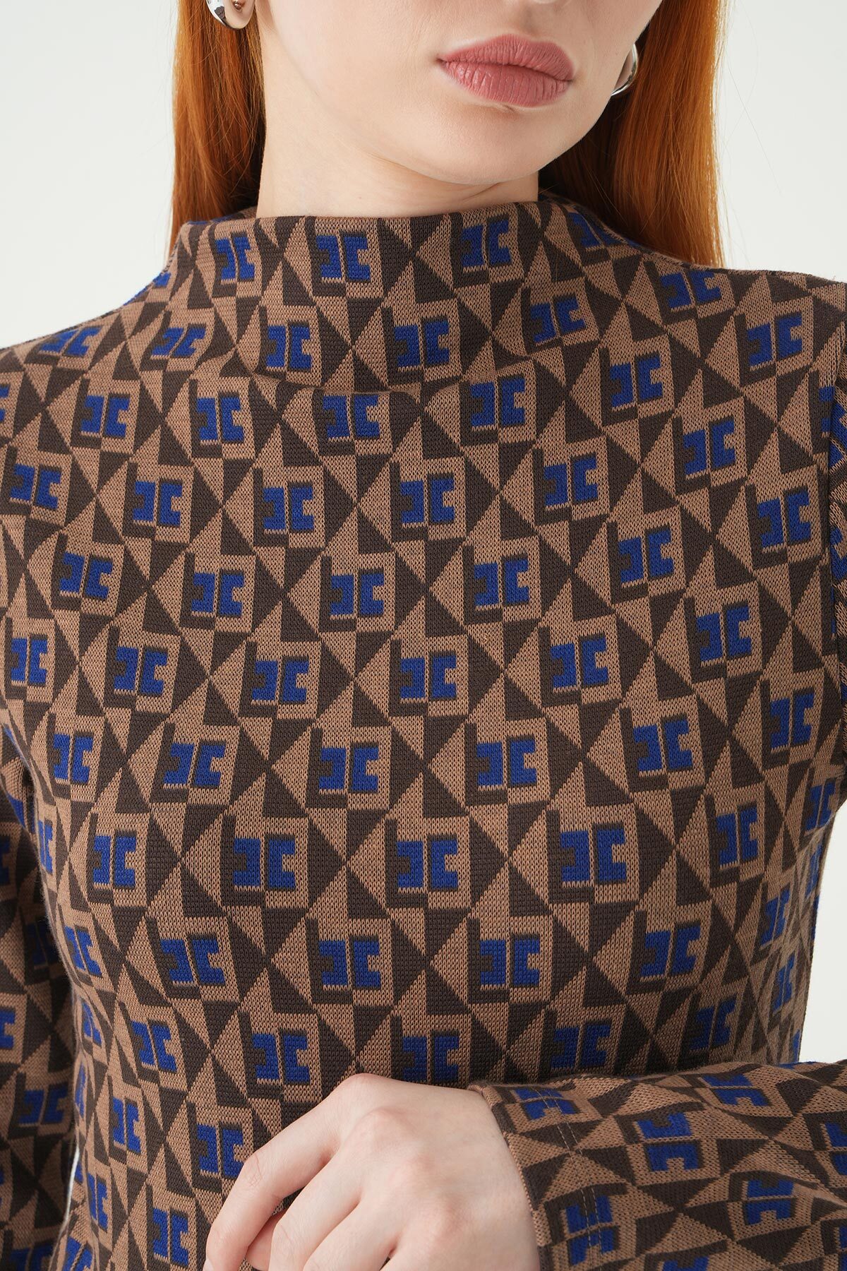 Mavi Desenli Dik Yaka Bluz 242143 - 4