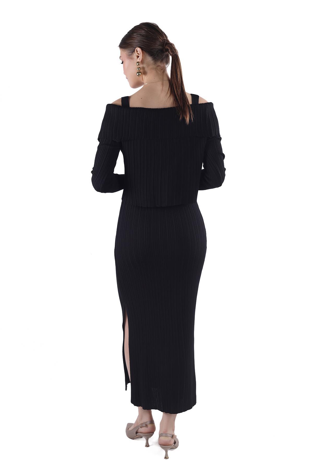 Siyah Madonna Yaka Elbise Takım 24216 - 5