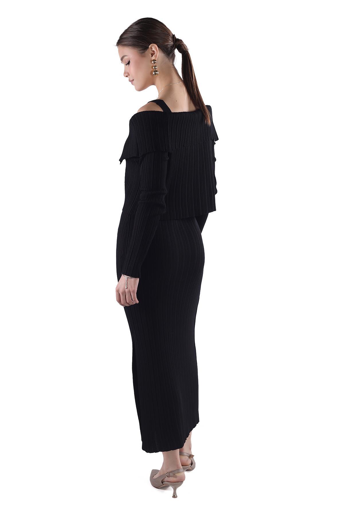 Siyah Madonna Yaka Elbise Takım 24216 - 6