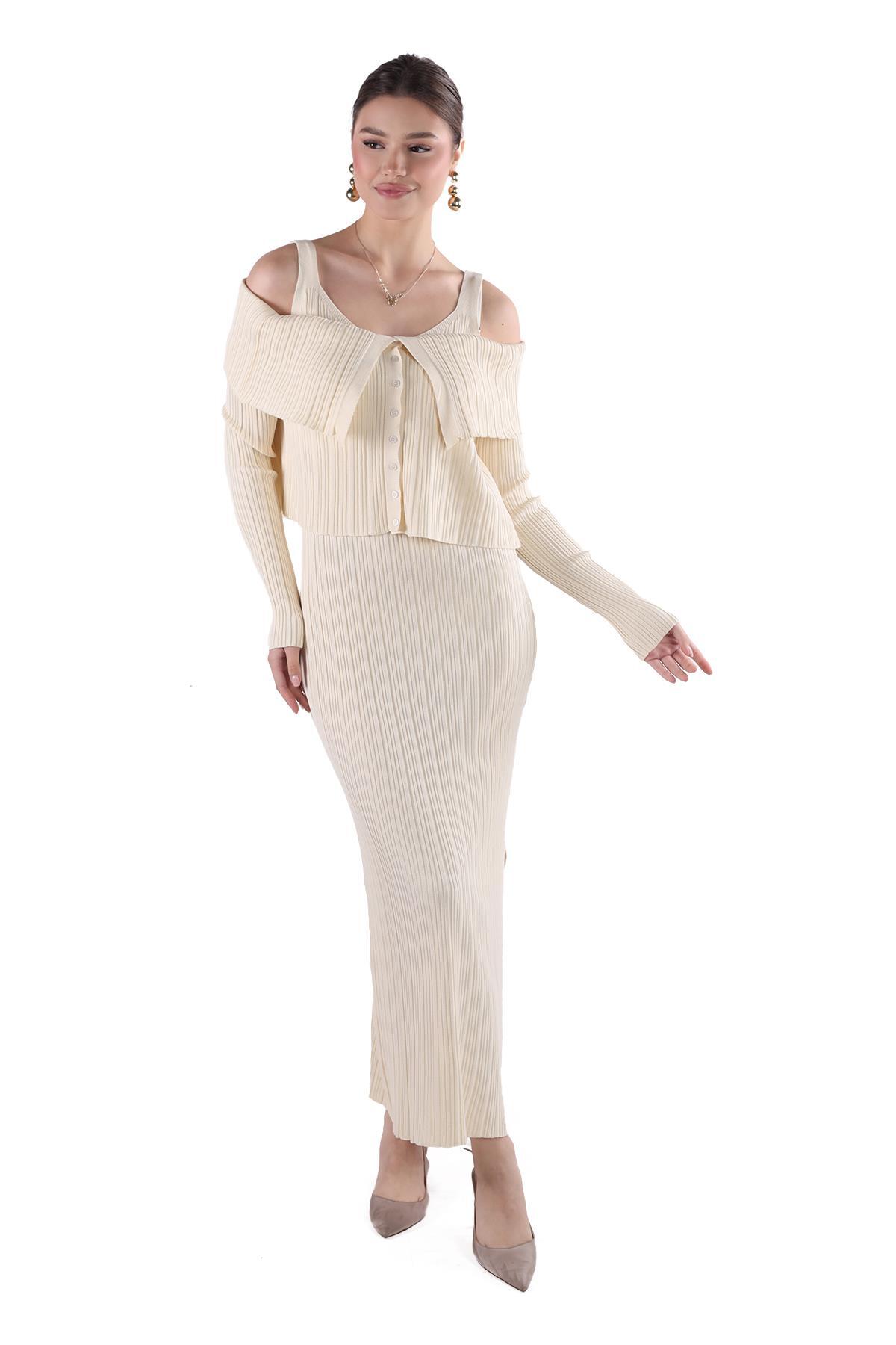 Madonna Yaka Elbise Takım 24216 Taş 