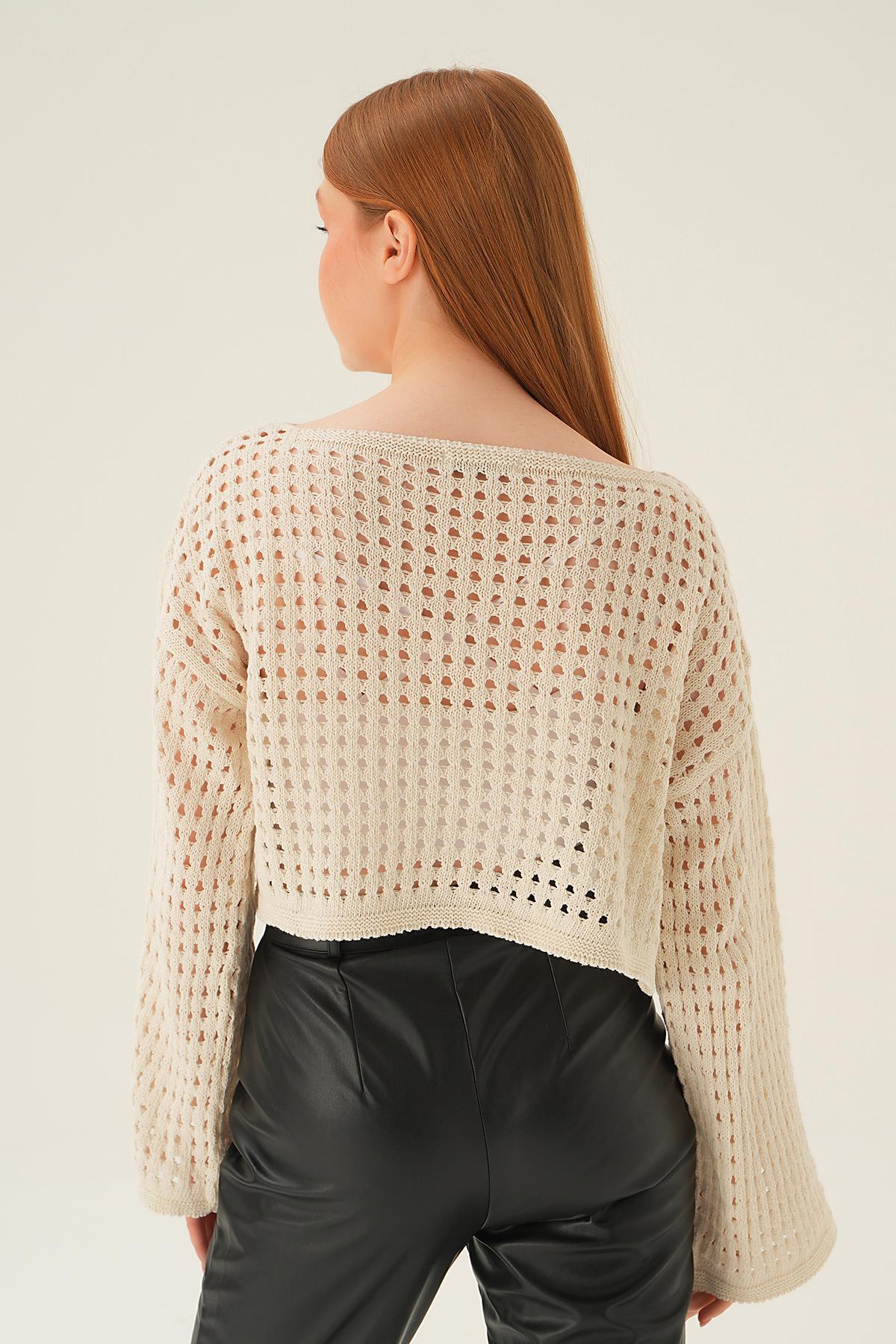 2423 Ajurlu Bluz Ekru - 3