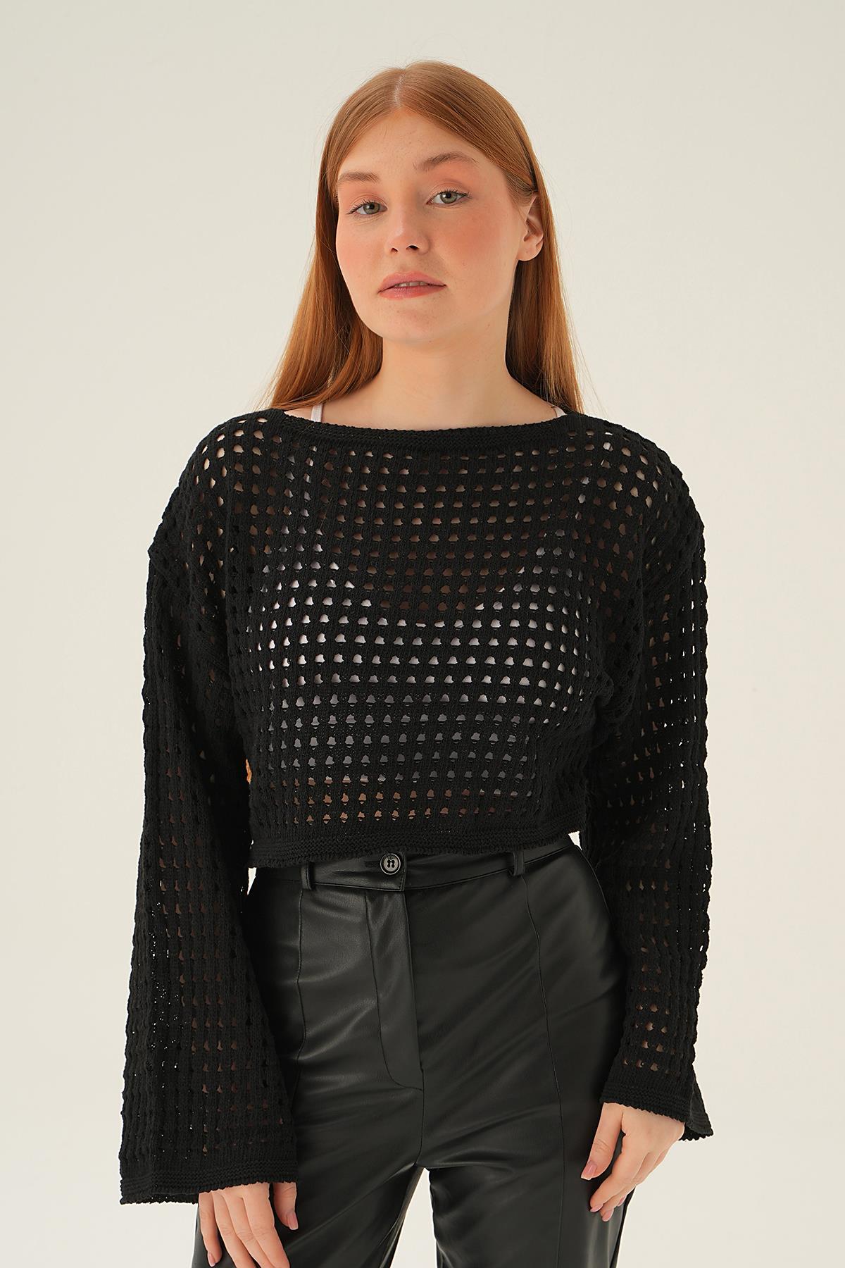 Siyah Ajurlu Bluz 2423 - 1