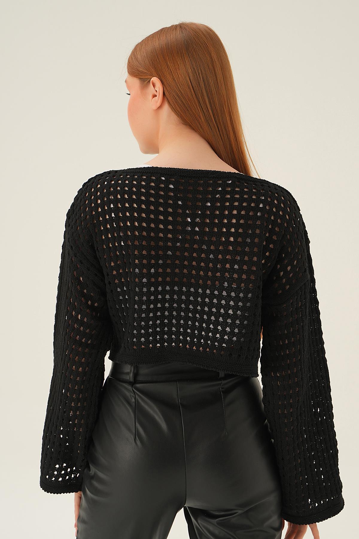 Siyah Ajurlu Bluz 2423 - 4