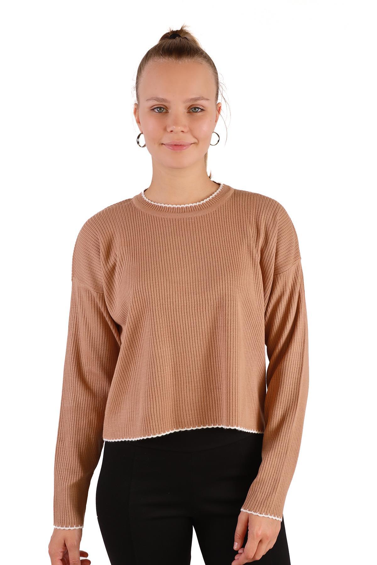 Camel Çoban Dikiş Detay Kazak 24245 - 1