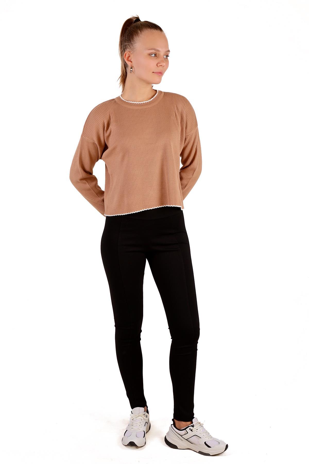 Camel Çoban Dikiş Detay Kazak 24245 - 2