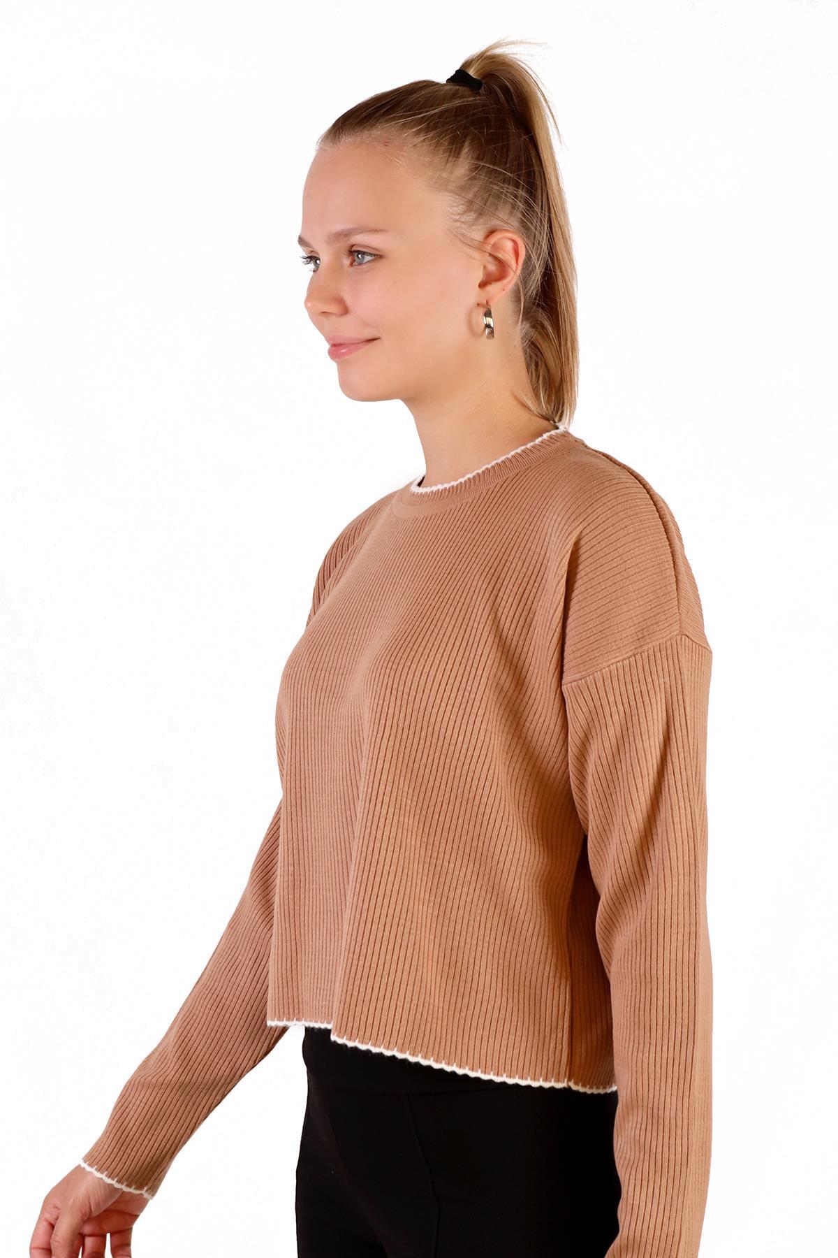 Camel Çoban Dikiş Detay Kazak 24245 - 6