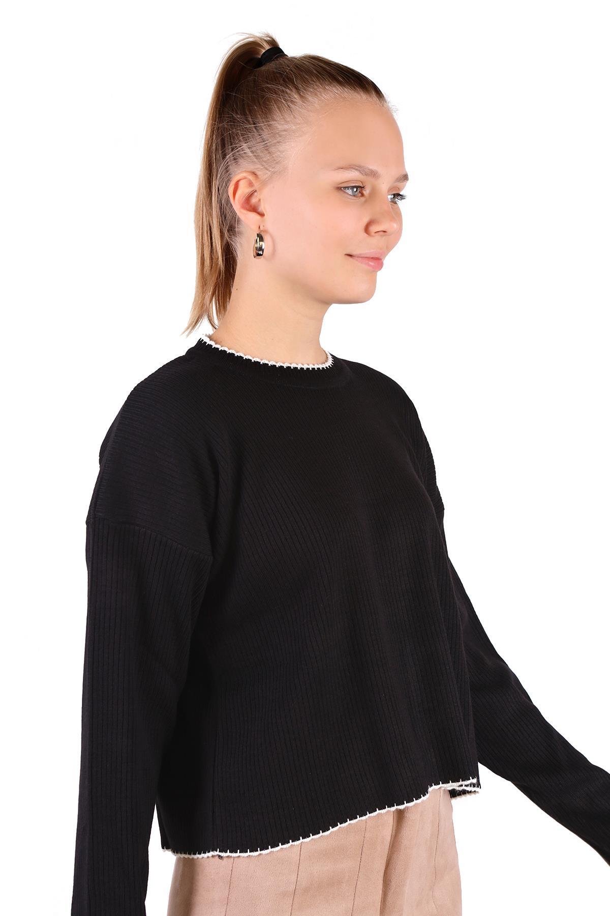 24245 Çoban Dikiş Detay Kazak Siyah - RAYS