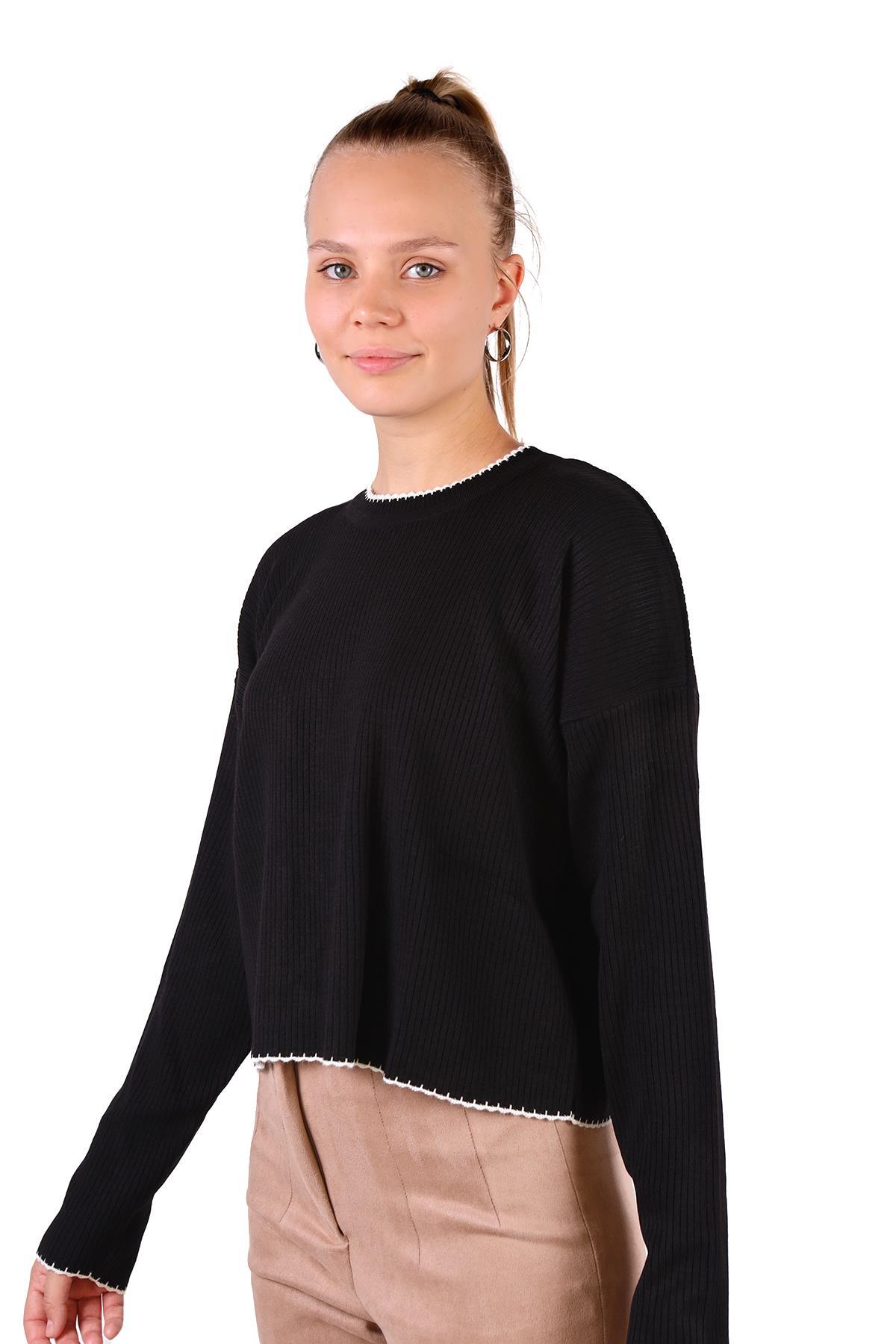 24245 Çoban Dikiş Detay Kazak Siyah - 2